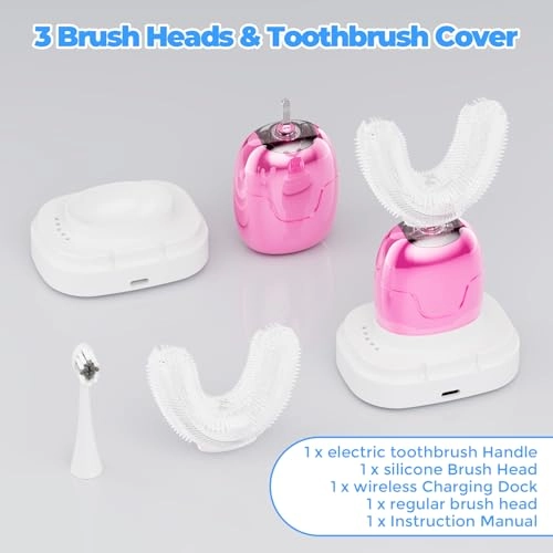 U-Shaped Ultrasonic Toothbrush - 360° Cleaning IPX7 Waterproof Rechargeable