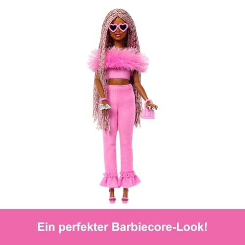 Barbie Deluxe Style Barbiecore Doll - Braided Hair Faux Fur Neck Top Ages 4+