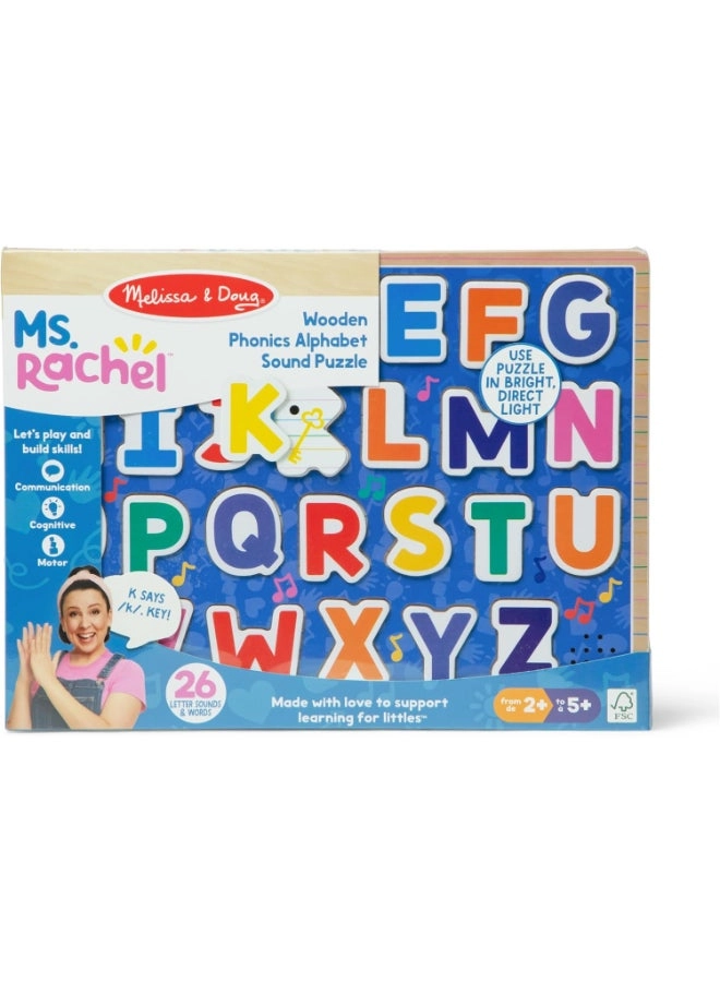 Ms. Rachel Wooden Phonics Alphabet Sound Puzzle - Suitable for 2 years & above 26 pieces