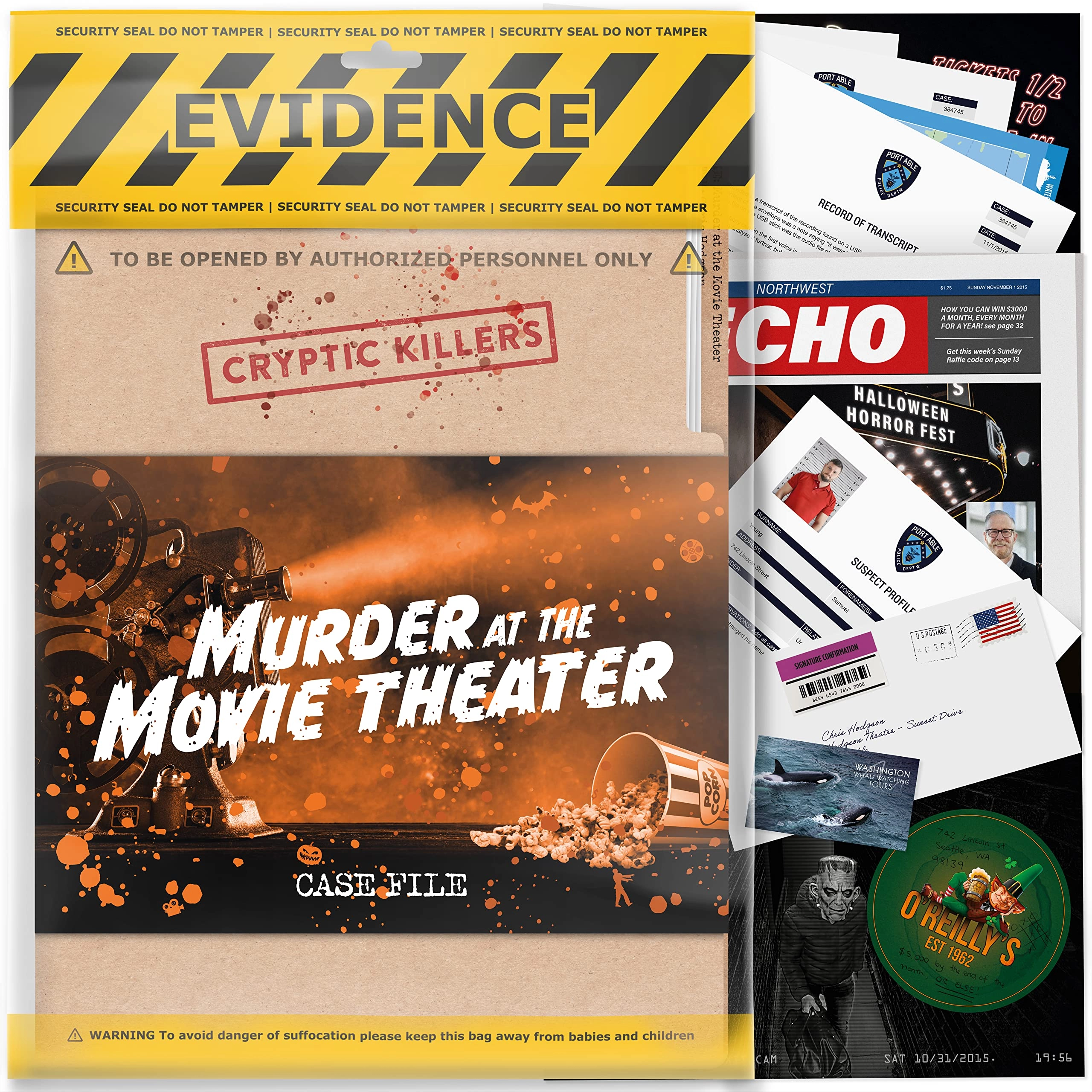 Cryptic Killers Unsolved Murder Mystery Game: Cold Case File Investigation - Murder at The Movie Theater