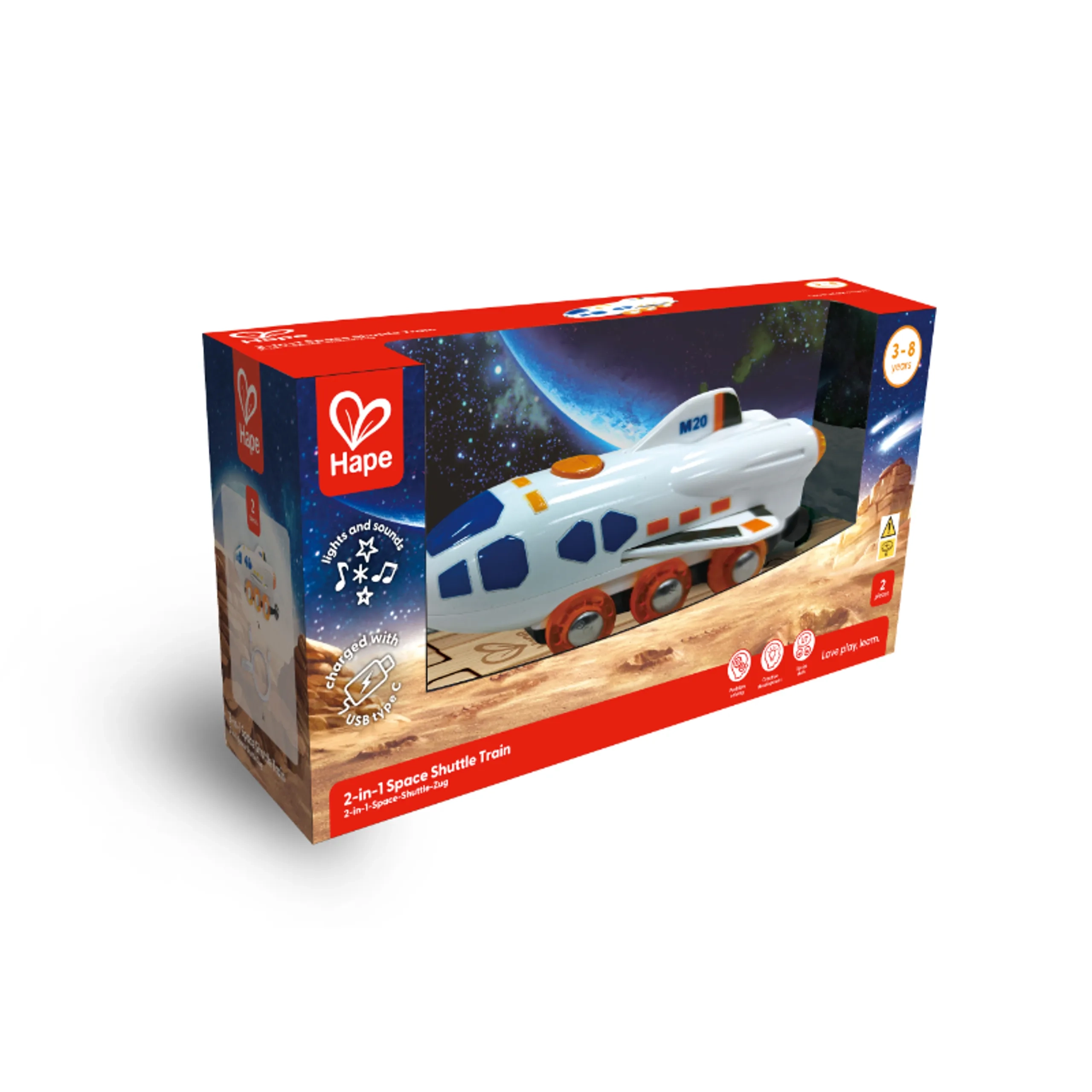 Hape 2-In-1 Space Shuttle Plane And Train Toy