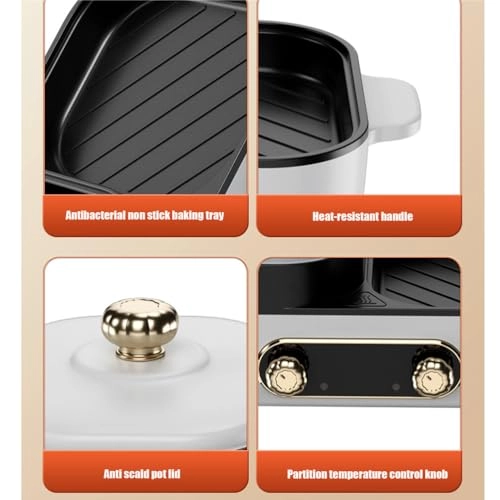 Portable Nonstick Griddle - 1600W Hotpot & Grill