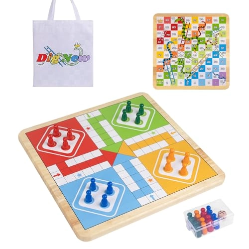 DigNew Ludo Snakes - Wooden Reversible Travel Set