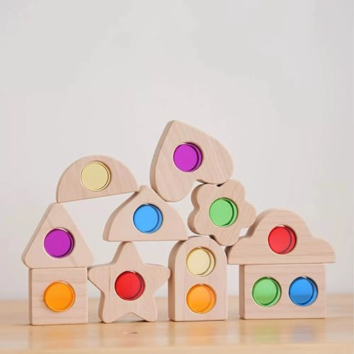 Wooden Colorful Acrylic Cylindrical Blocks Set - 36 months - 17 years 22 pieces