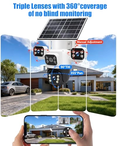 Solar 3-Lens Security Camera 2K