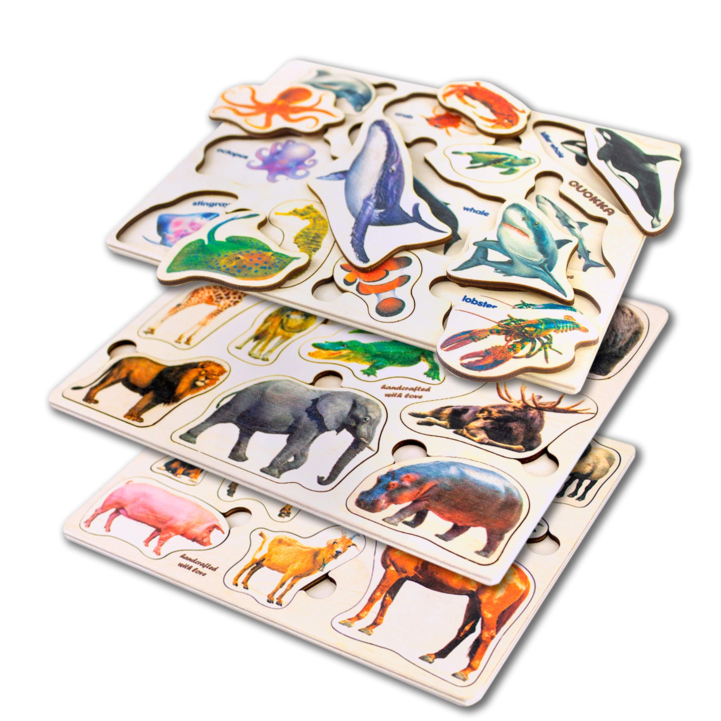 Montessori Jigsaw Wooden Puzzles - 2-4 Years Old 3 pieces