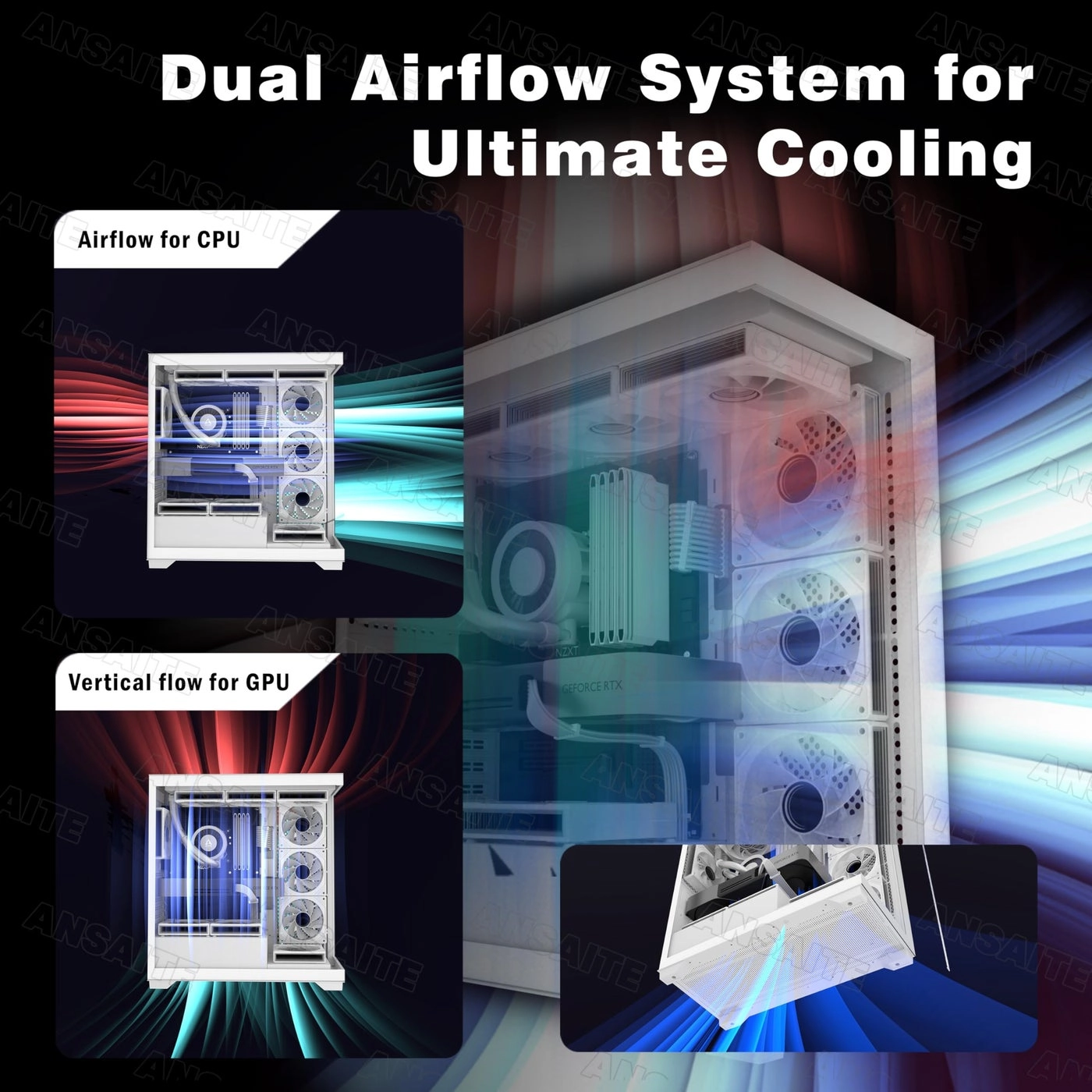ATX PC Case - Full-View Dual Tempered Glass Mid Tower