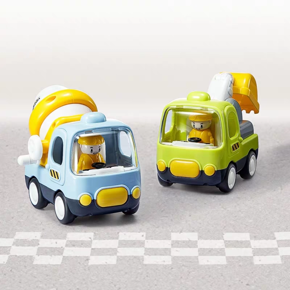 Excavator + Cement Mixer Truck - 2 Pcs