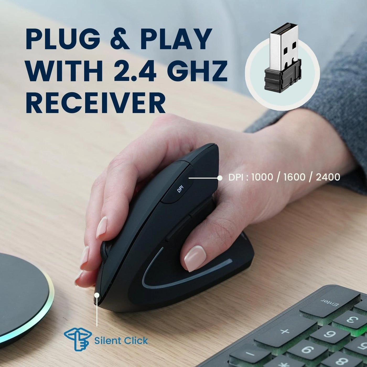 PERIMICE-713R Vertical Mouse - Radio Frequency