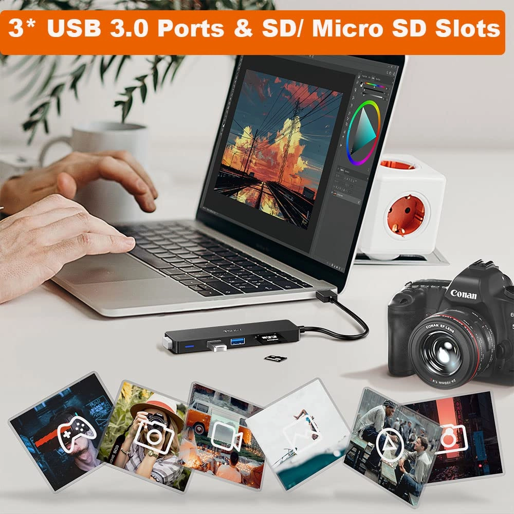 USB Hub - 3.0 5 in 1 SD Micro SD Card Reader