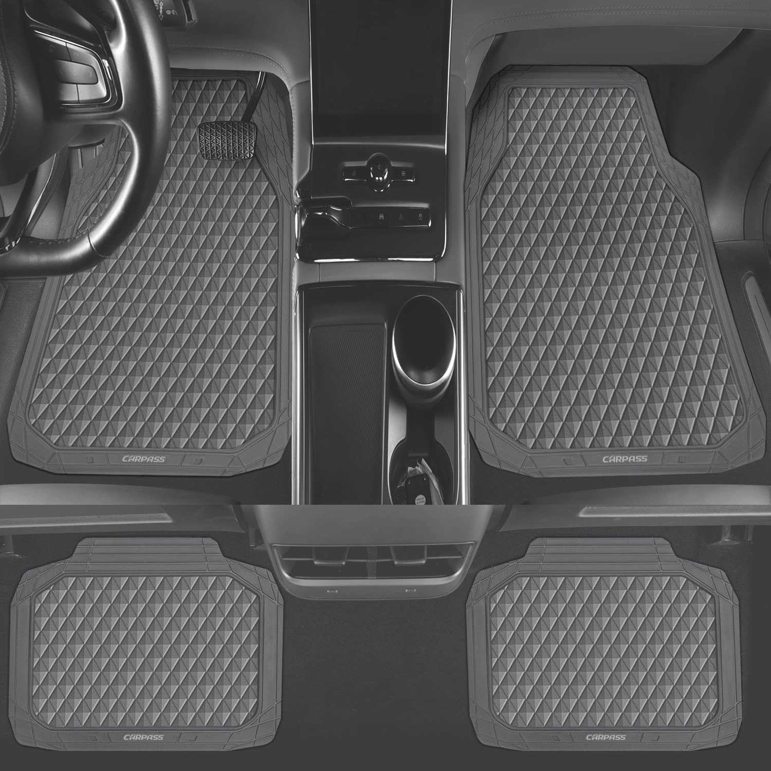 Floor Mats - Gray Rubber 4 Pcs
