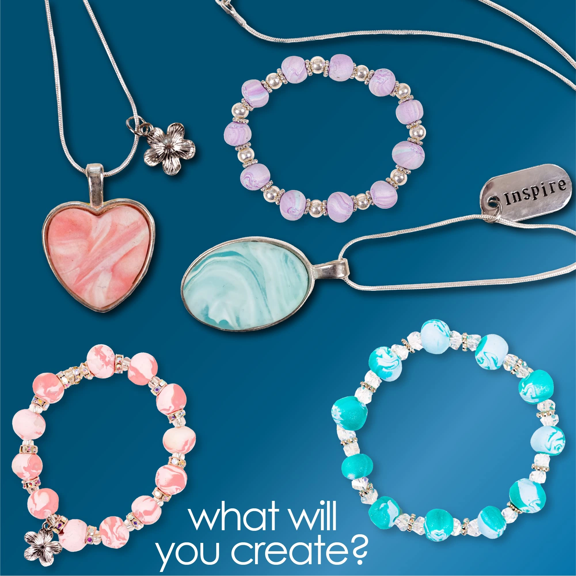 Make Your Own Clay Jewelry Making Kit - 3 Bracelets 3 Necklaces Polymer Clay