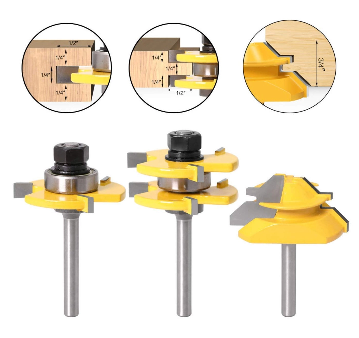 Lock Miter - 1/4-Inch Shank + Tongue and Groove - 2Pcs