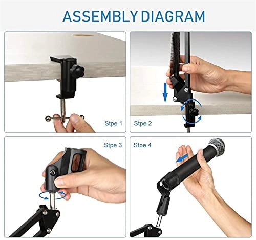 Mic Stand + Mic Clip Holder + Table Mounting Clamp + Pop Filter