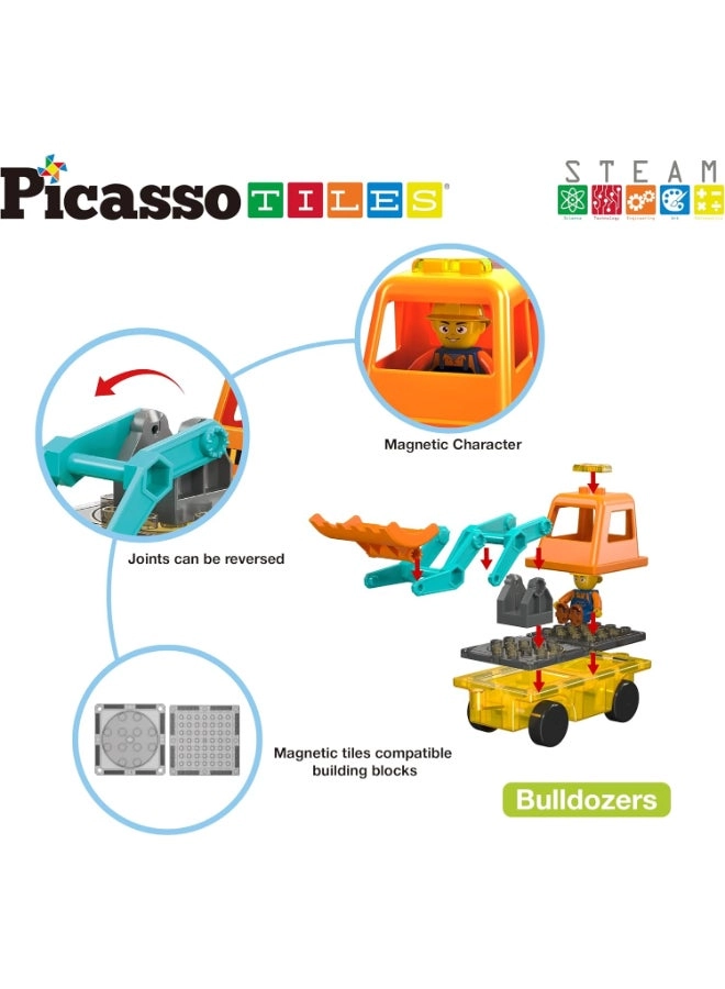 Magnet Tiles 2-in-1 Excavator & Backhoe - 16 pcs