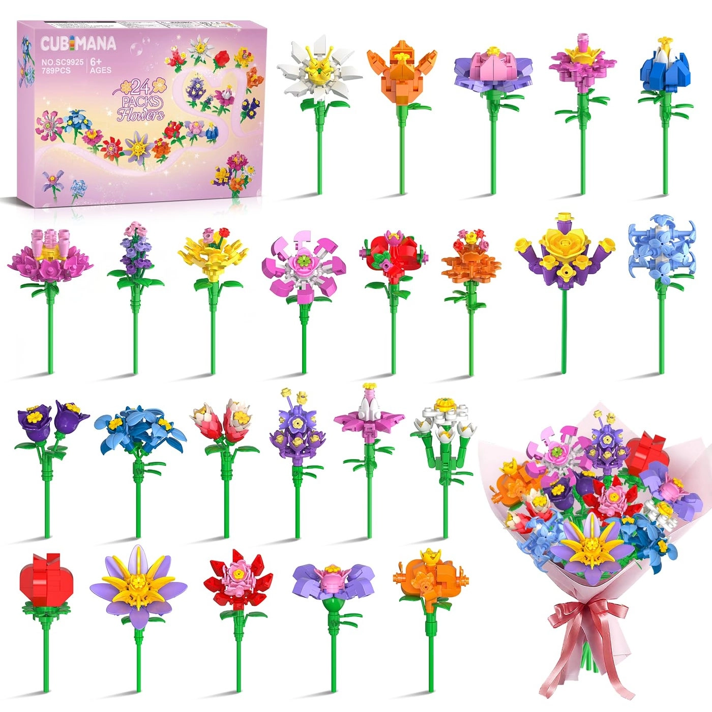 CUBIMANA 24 Pack Flowers - 789 pcs