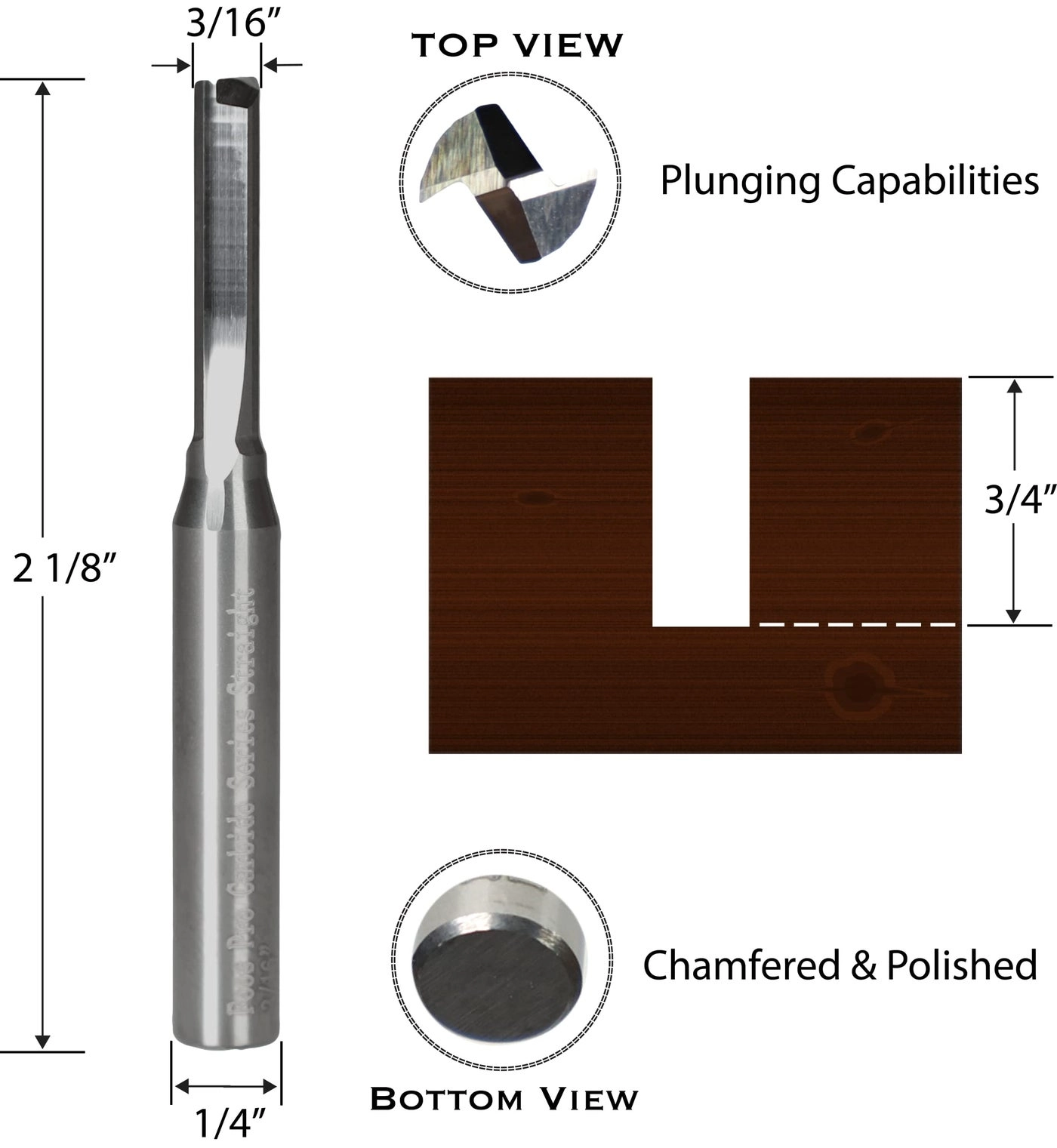 Straight Carbide Router bits - 1/4" 1/4â€