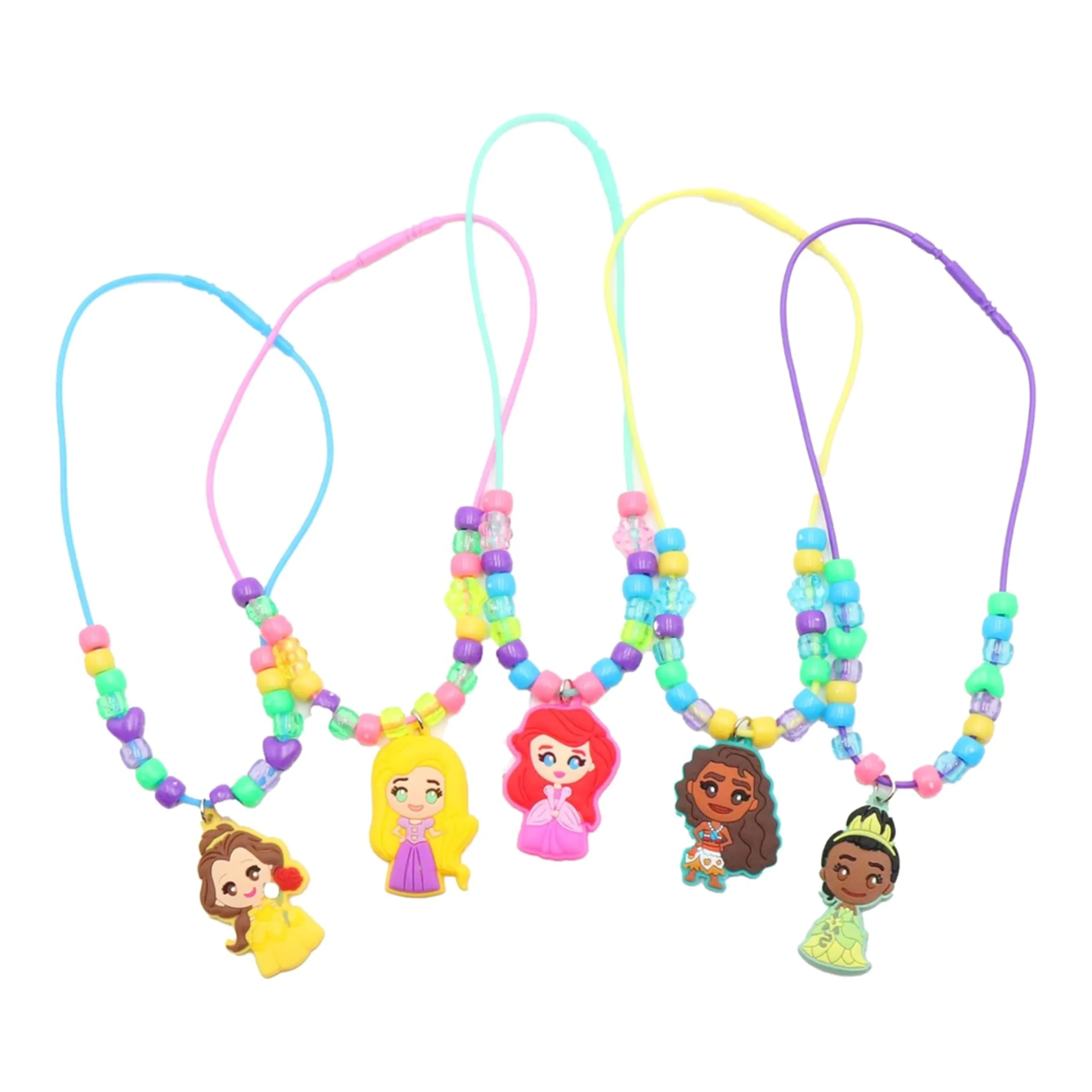 Disney Princess Necklace Activity Case - 5 princess charms 150 colorful beads 5 necklace cords