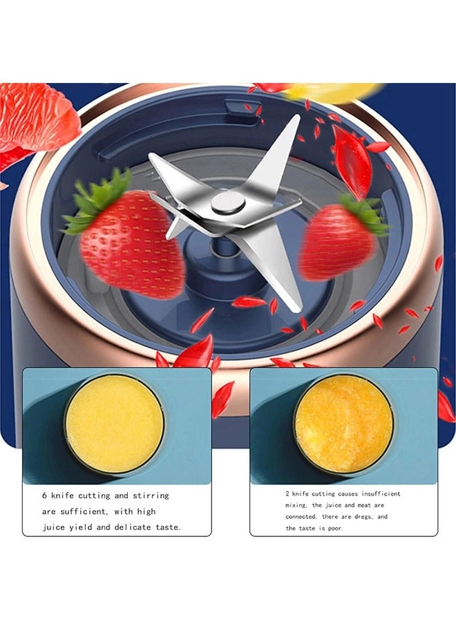 Portable Electric Juicer - 400ml USB Rechargeable 6-Blade