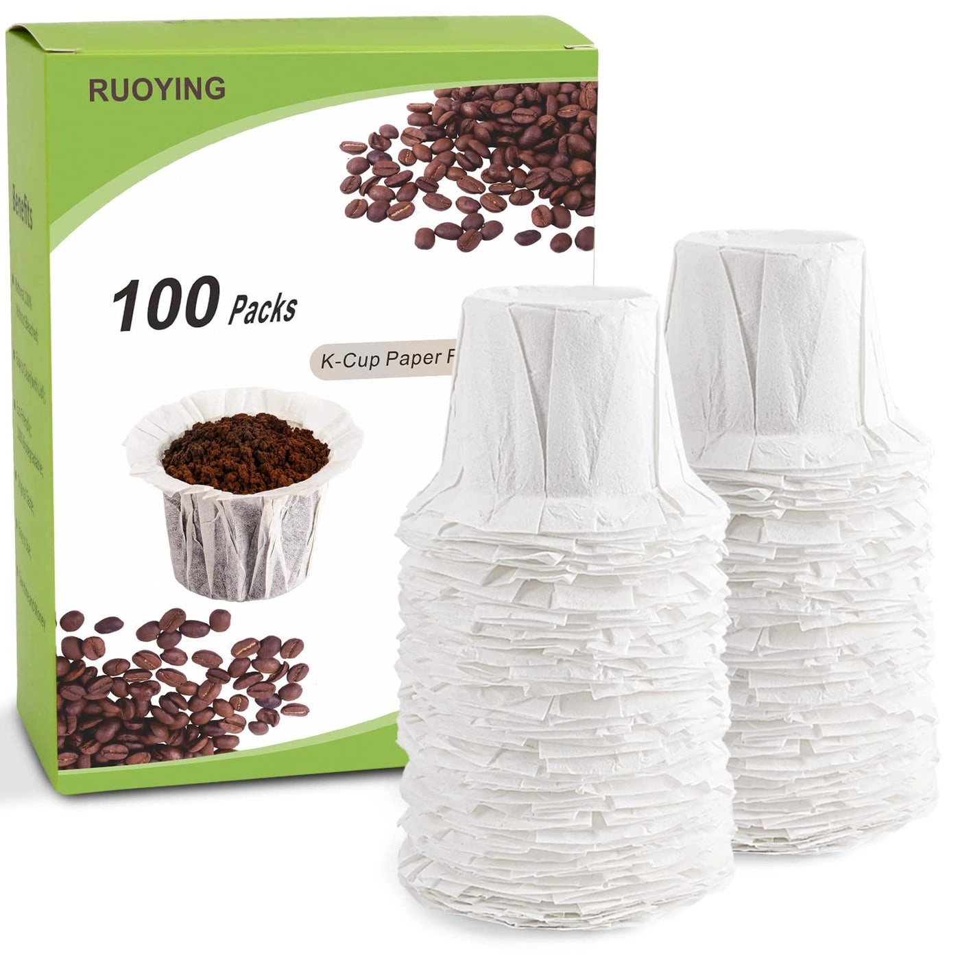 K Cup Disposable Paper Filters - Unbleached With Lid