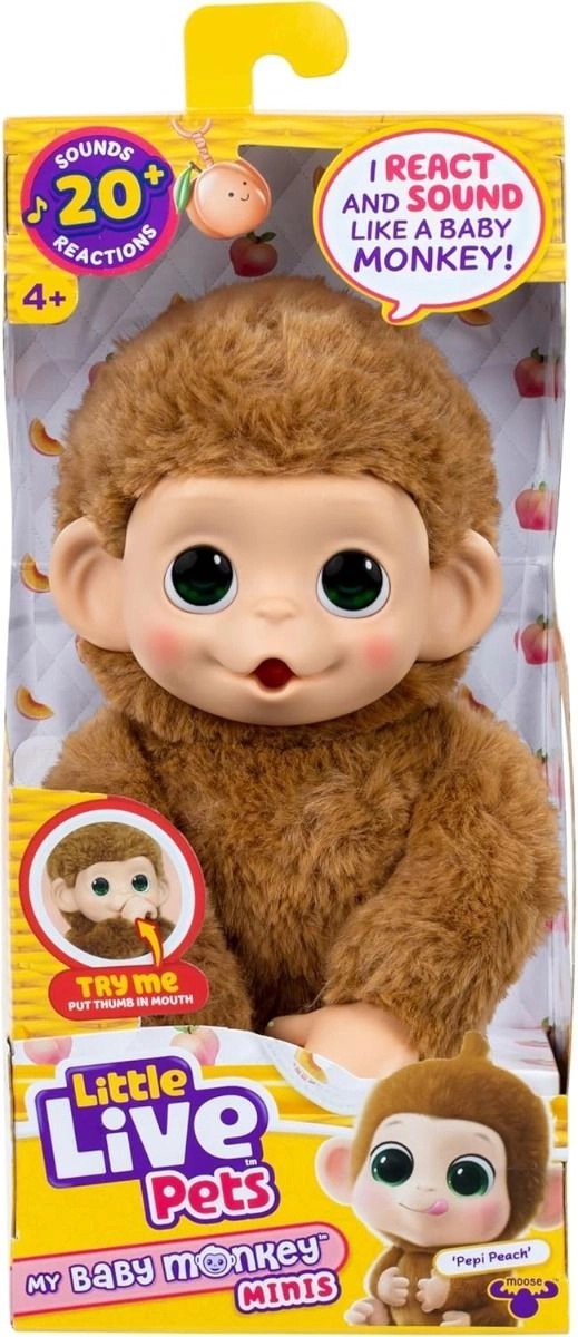 Little Live Pets My Baby Monkey Minis - Pepi Peach - over 20 cute sounds