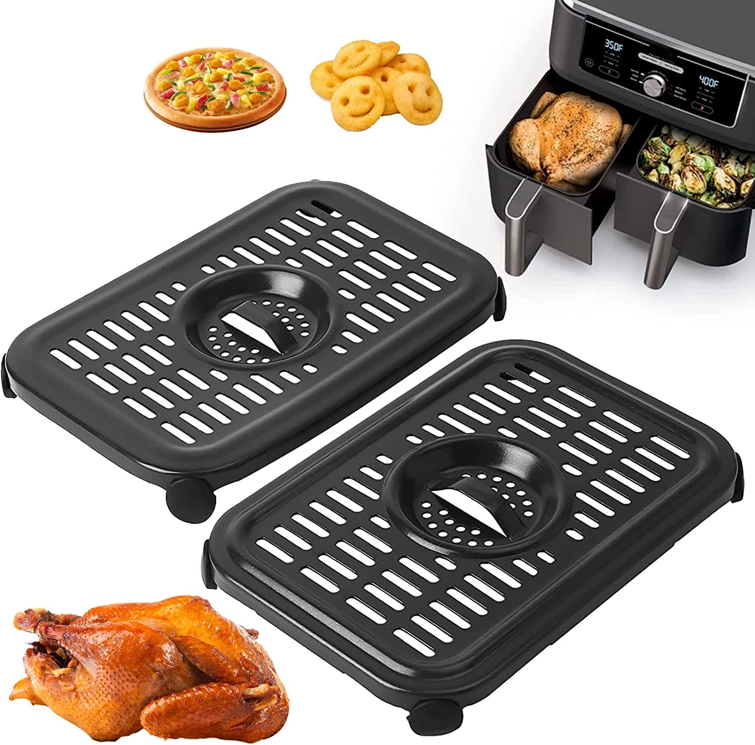 GWY Air Fryer Grill Pan - Stainless Steel 2 Packs
