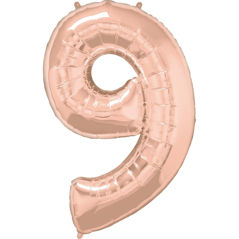 Party Zone Number 9 - Foil 42-Inch Rose Gold