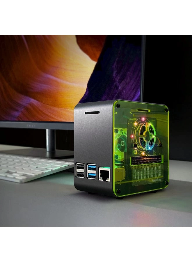 Raspberry Pi 4 Case - Aluminum Mini Tower 4000rpm Fan RGB Mood Light