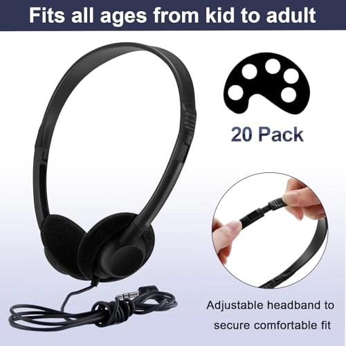 20 Pack Bulk Classroom Headphones Wired Headphone