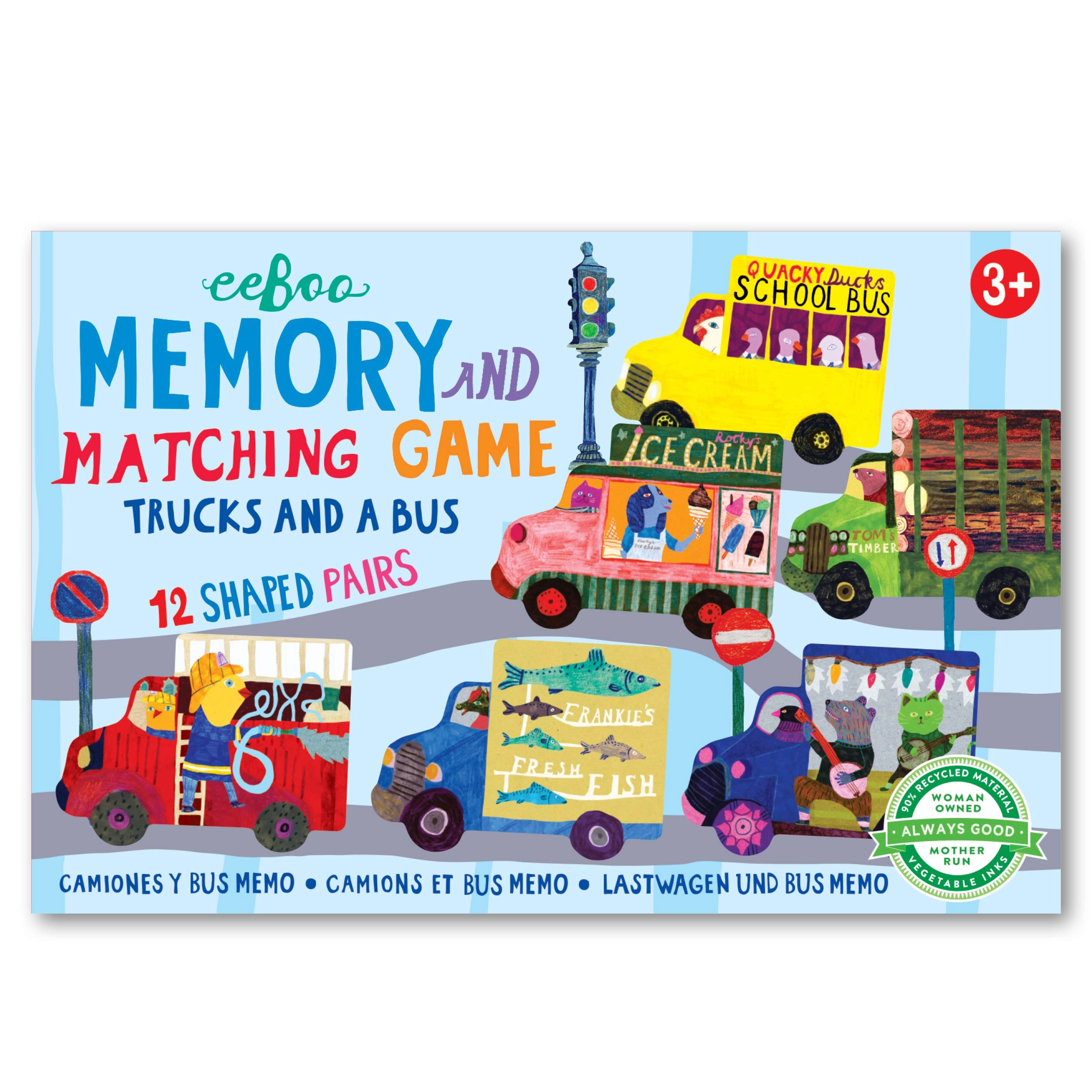 eeBoo Trucks and a Bus Little Memory Matching Game - 3 and up