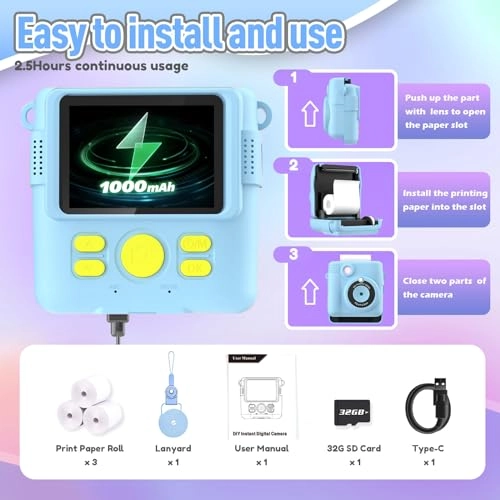 Instant Print Camera - 1080P 2.4 inch