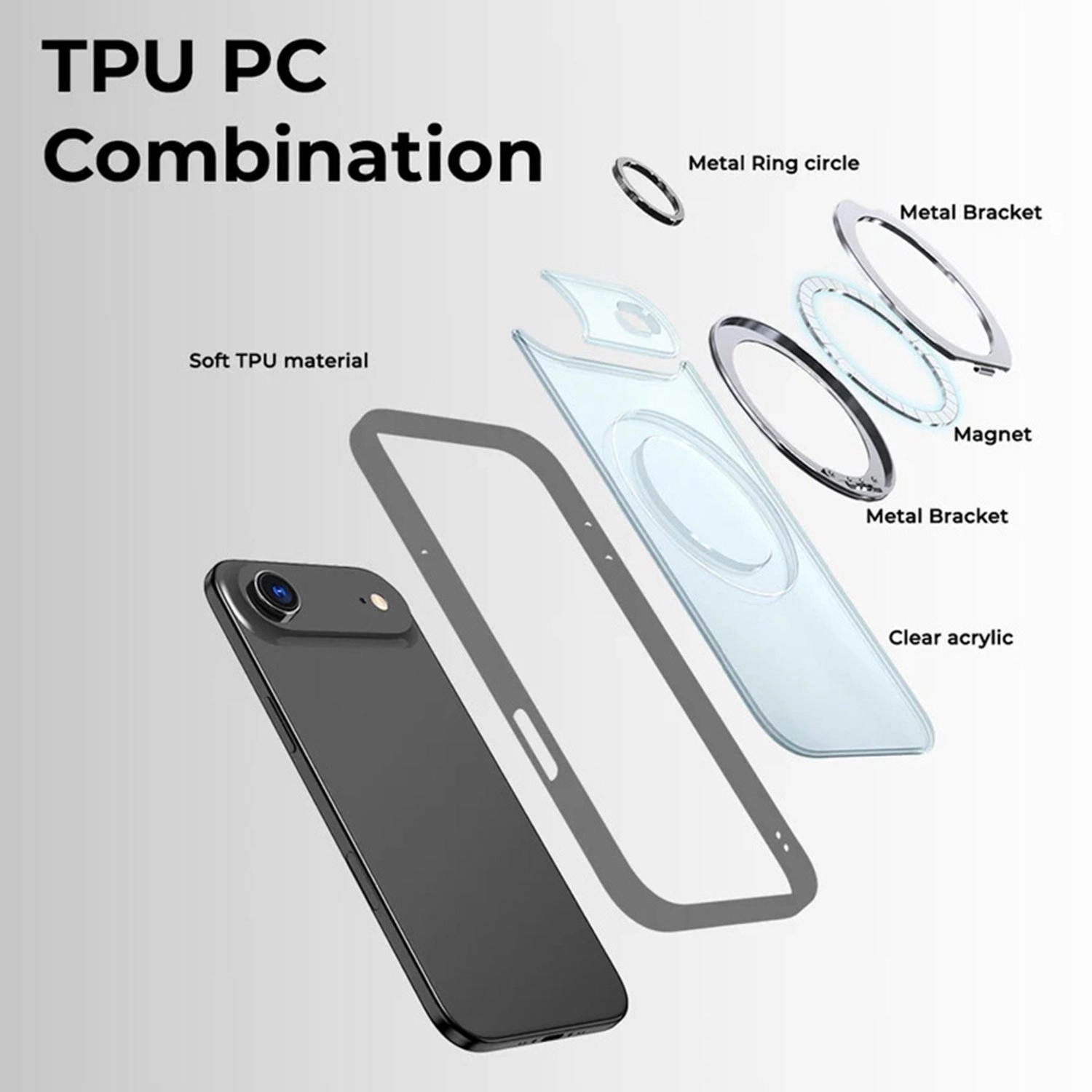 360° Rotate Ring Stand Magsafe Case - TPU and polycarbonate for iPhone 17