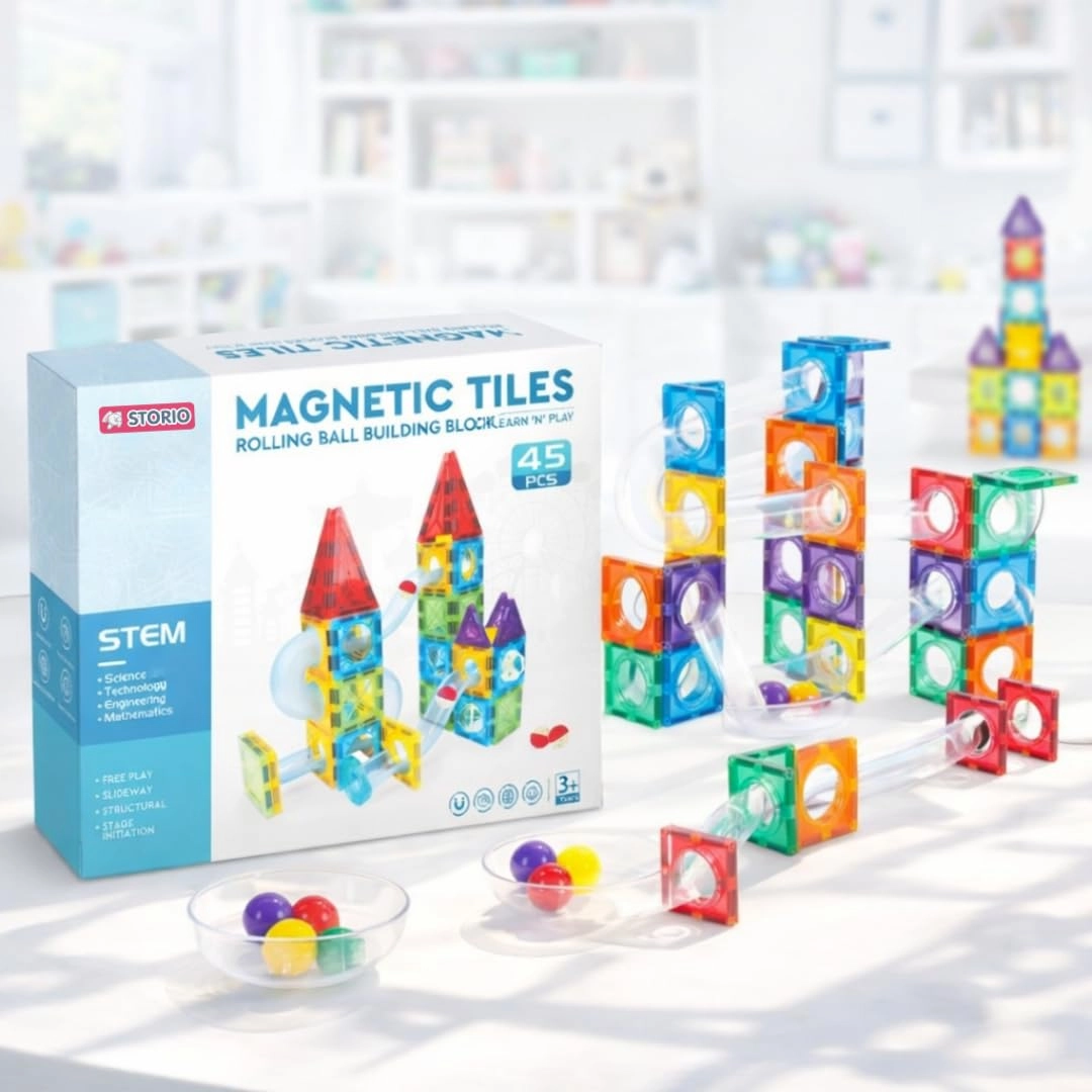 Storio, wecare@storio.in Magnetic Tiles - Basic Blocks 45 pcs