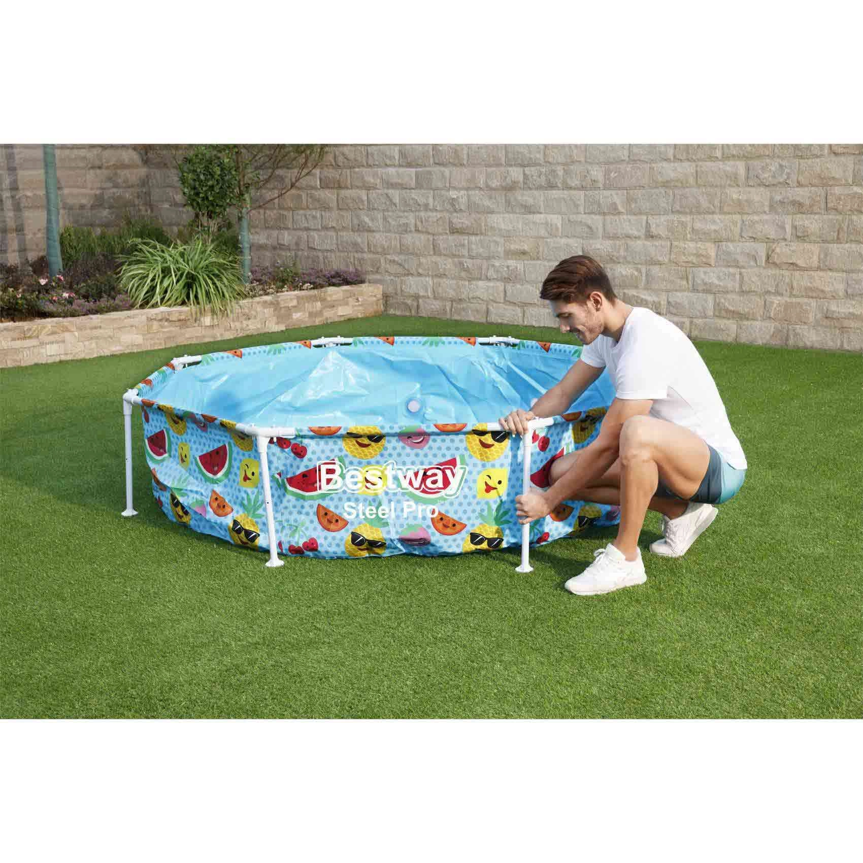 Steel Pro Splash and Shade Pool - 244x244x51cm Multicolour