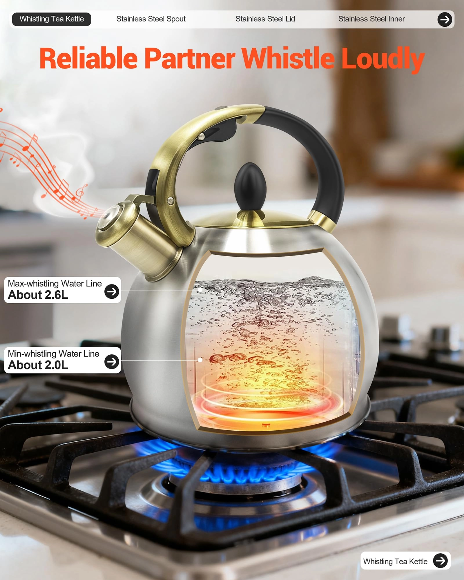 Whistling Tea Kettle - 2.64 Quarts