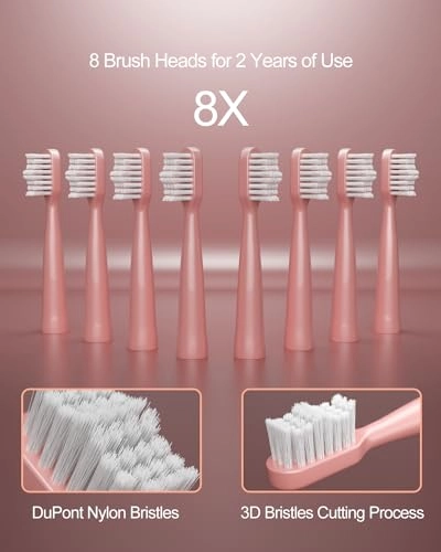 Rechargeable Sonic Electric Toothbrush - 5 Modes Smart Timer 8 Brush Heads