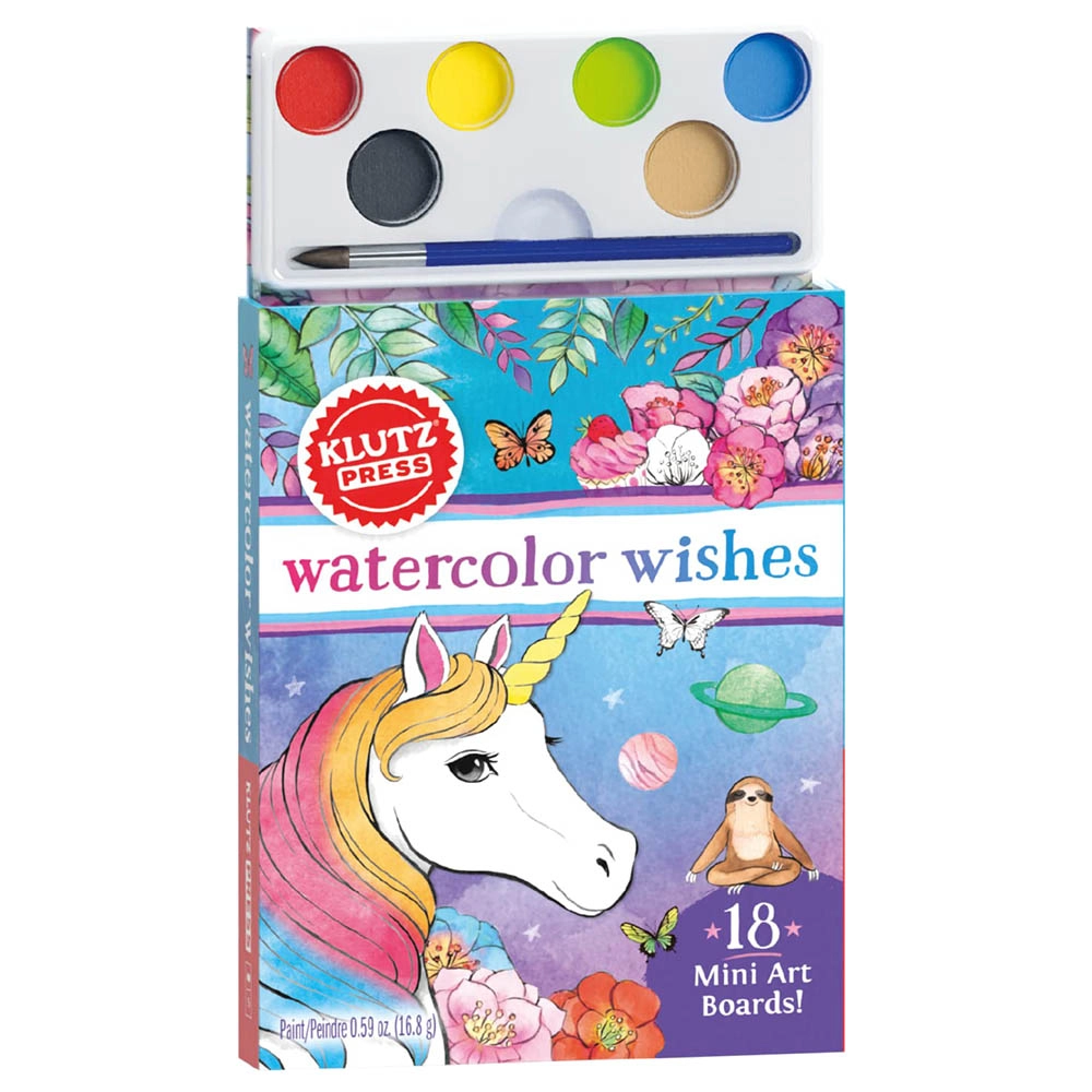 KLUTZ Watercolor Wishes - Watercolour paints, a booklet of beginner-friendly painting techniques, art cards and a brush