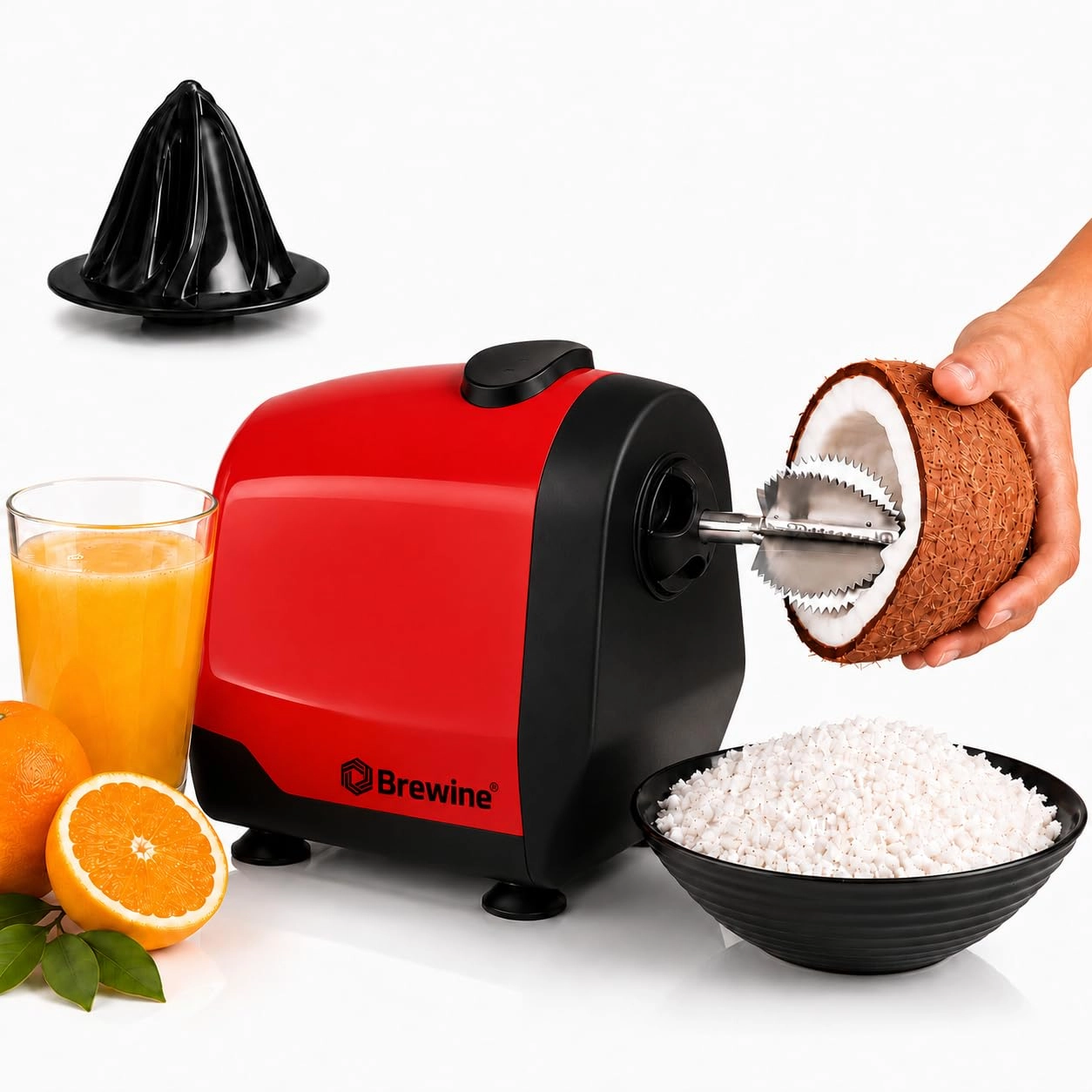 Brewine 2-in-1 Coconut Scraper & Citrus Juicer - 200W