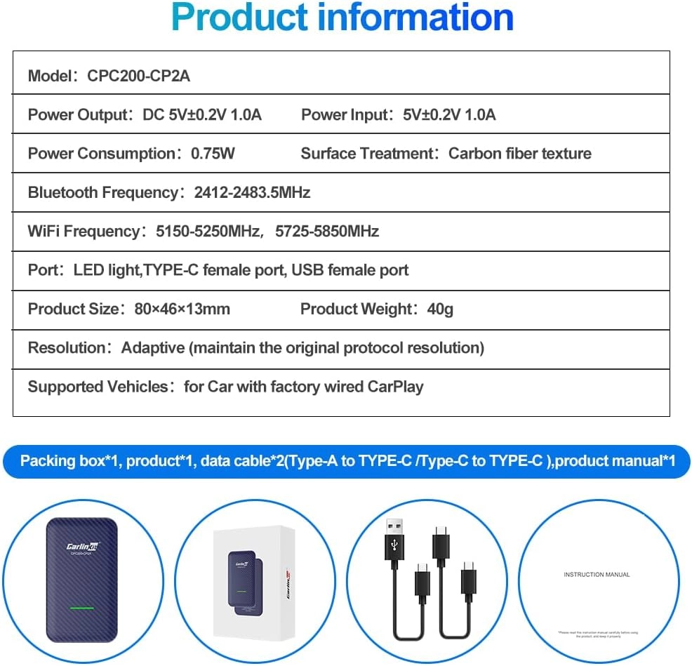 CP2A Adapter - Wireless CarPlay Android Auto
