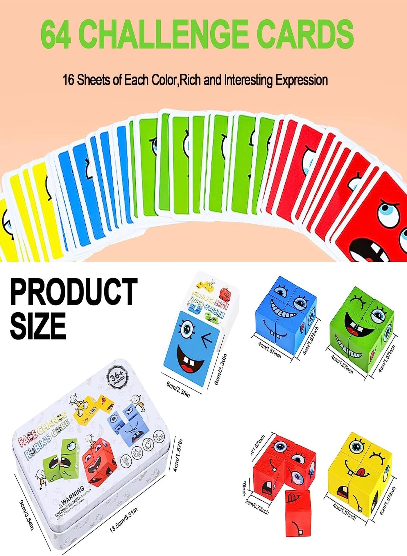 Face Changing Expressions Wooden Block Puzzles - 3+ Years 16 pieces
