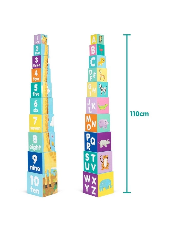 Baby Stacking Blocks Jungle Safari Animal - Letters and Numbers