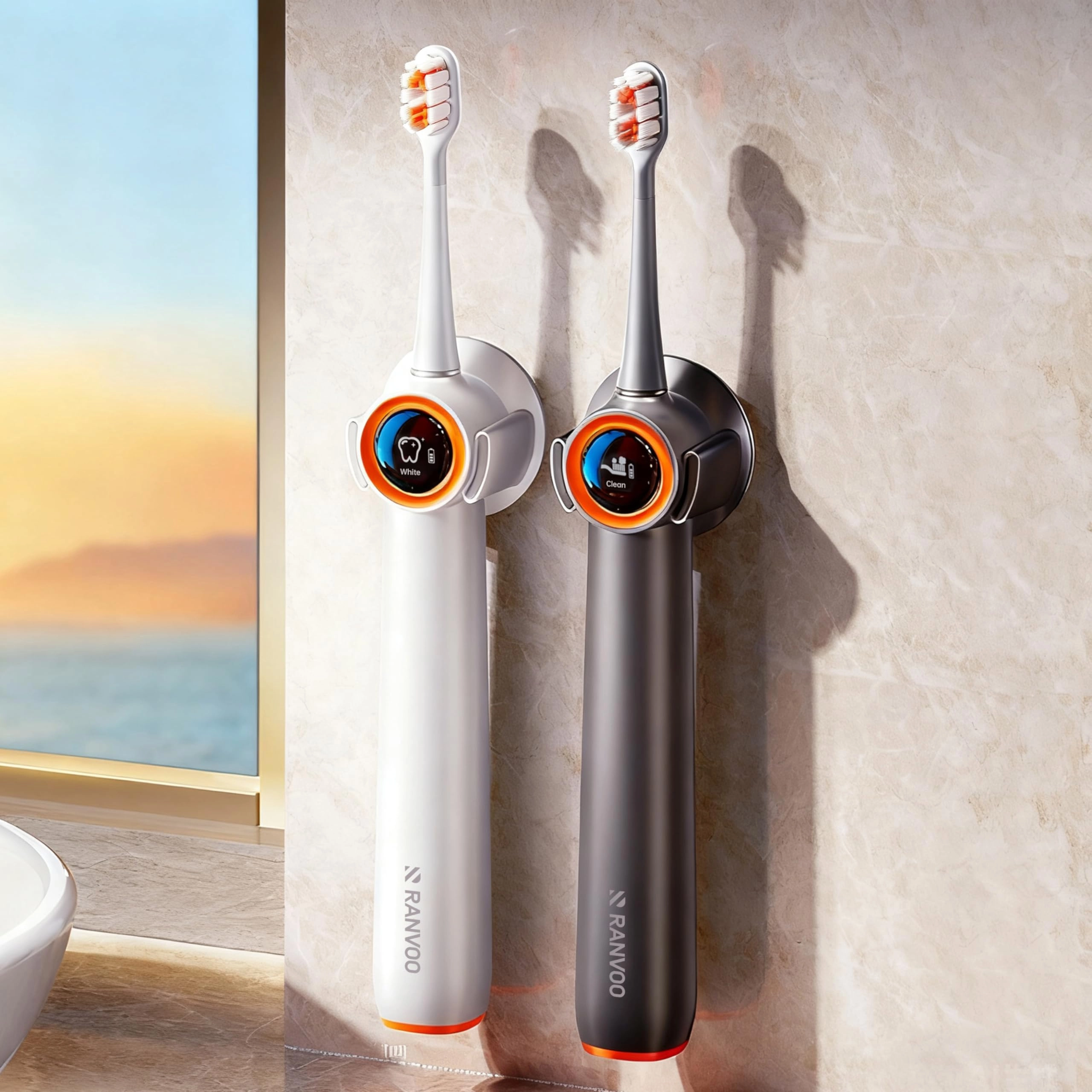 RANVOO AirJet Bubble Sonic Electric Toothbrush - 1600mAh 2 Soft Brush Heads