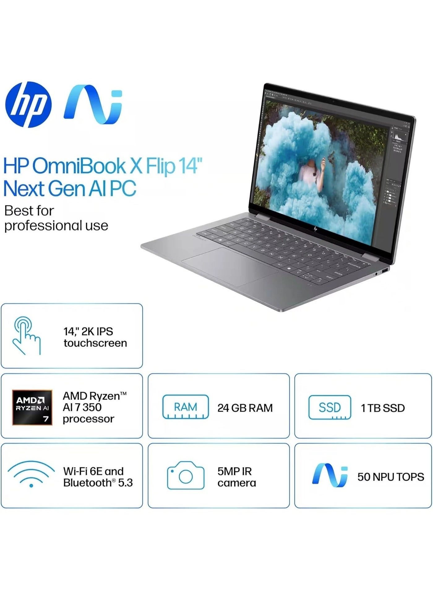 OmniBook X Flip - 14 in 4 TB 24 GB AMD Ryzen AI 7