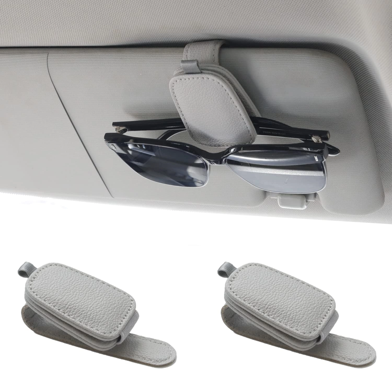 yuoyar Sunglass Holder - Magnetic Leather Ticket Card Clip 2 Packs