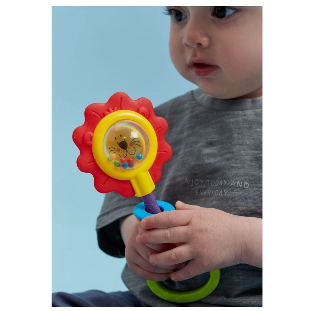 Baby Flower Teether - Rattle Shaker 3 clacker spinning rings