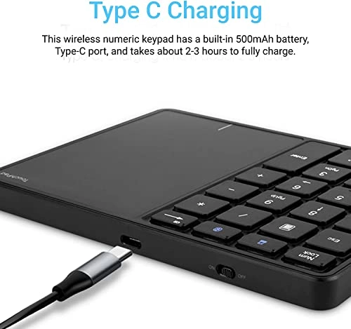 Numeric Keypad - 26 Keys Bluetooth Rechargeable