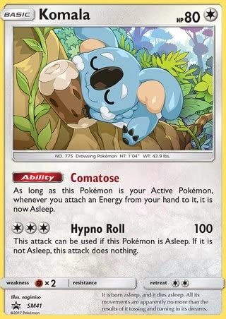 Pokémon Komala SM41 - Holo Promo Card + Toploader