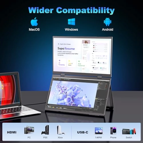 Dual Portable Monitor - 185KS1 15.6 Inches 1920 x 1080 Pixels