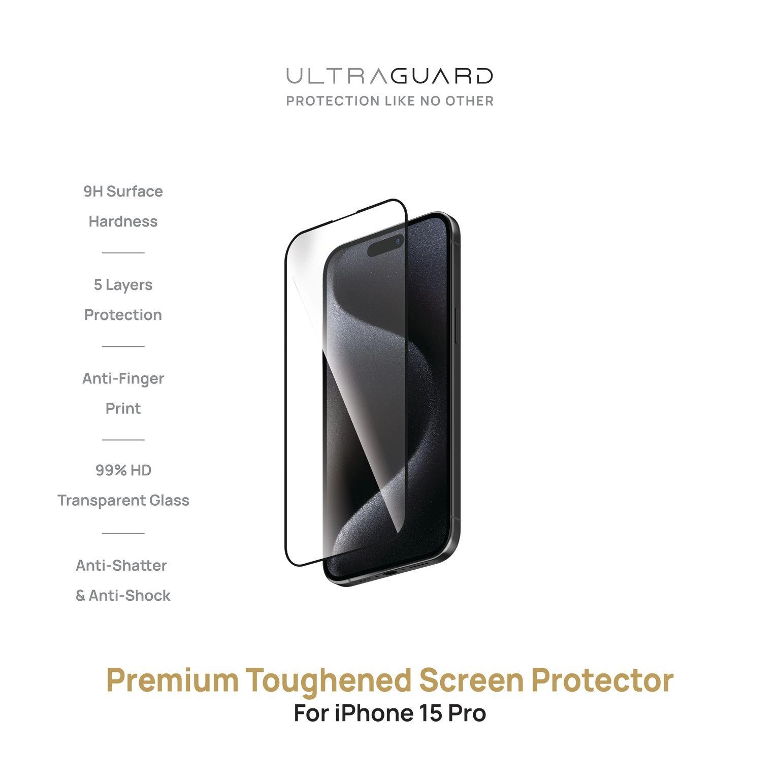 ULTRAGUARD Toughened Screen Protector for Iphone 15 Pro