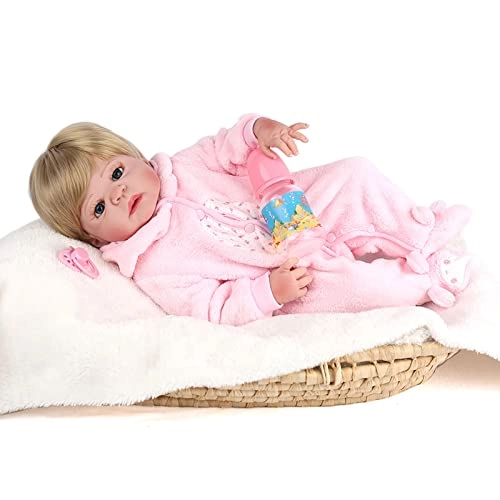 Reborn Baby Doll - 22 Inch Soft Vinyl Blonde Blue Eyes